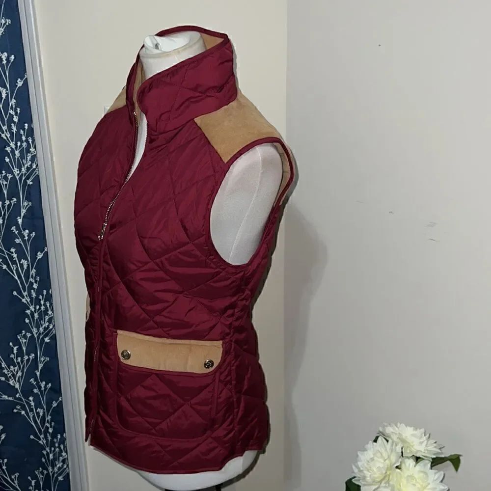 Lauren James Preptec Easton Quilted Puffer Vest Cranberry Red sz S Small - Picture 3 of 6